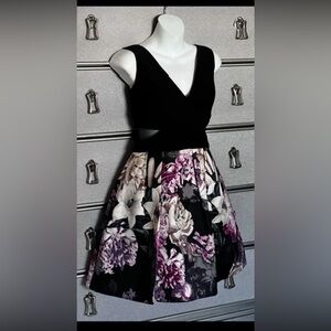 Floral Black and Purple Dress
